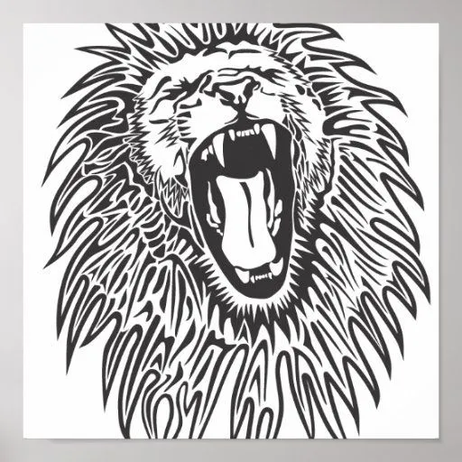 negro-blanco-león-vector posters de Zazzle.