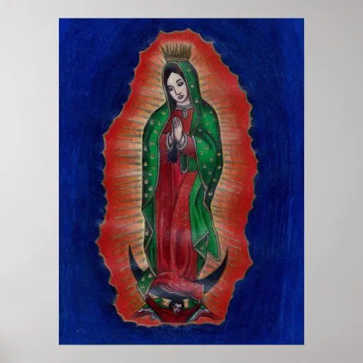 Poster coloreado Guadalupe del arte del lápiz de V de Zazzle.