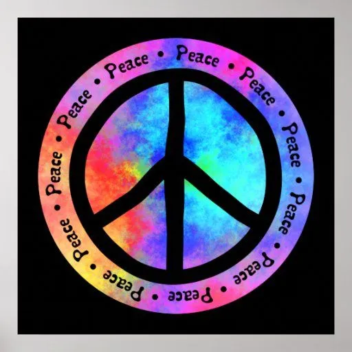 Poster multicolor del signo de la paz | Zazzle