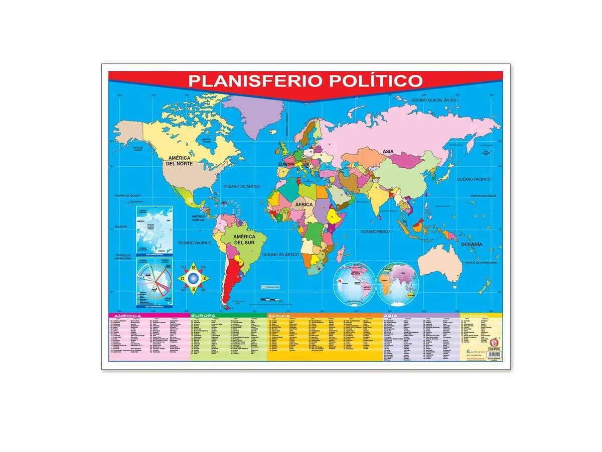 Póster Planisferio Político / Political World Map — Educatodo