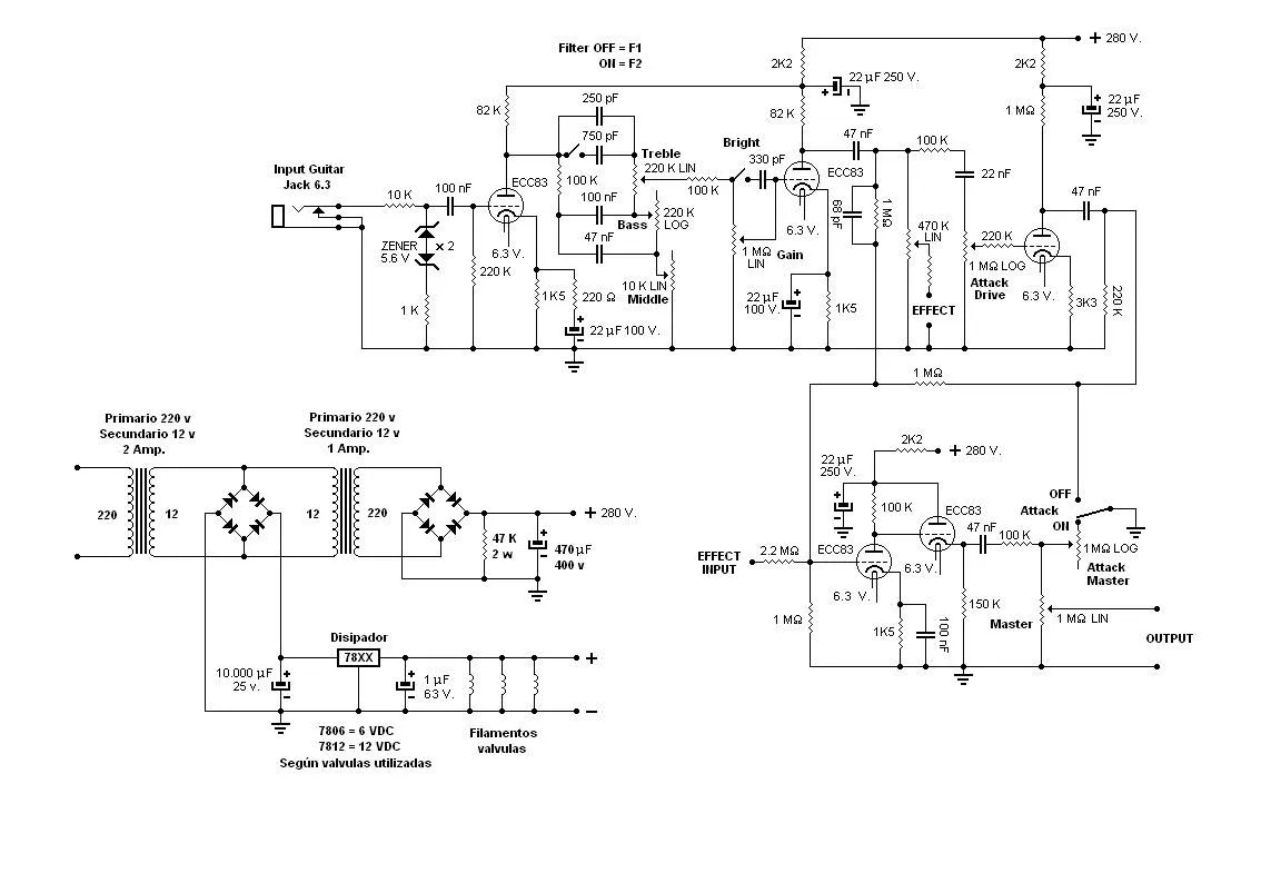 Preamplificador de Guitarra electrica a Valvulas - www.pesadillo.com