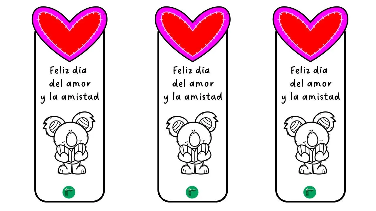 Preciosa colección de marcapáginas para colorear y regalar el Día del Amor  y la Amistad