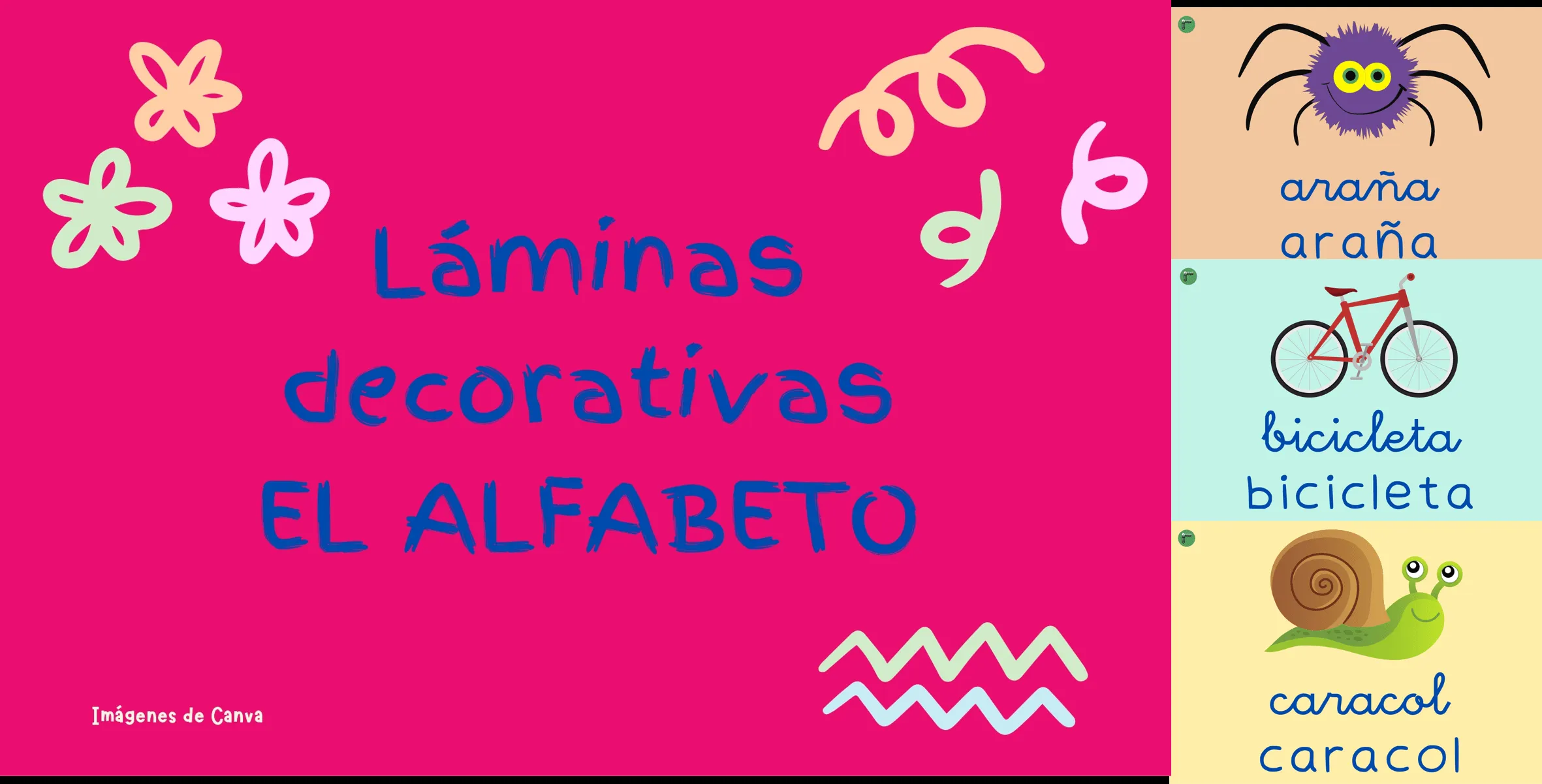 Preciosas láminas decorativas del alfabeto