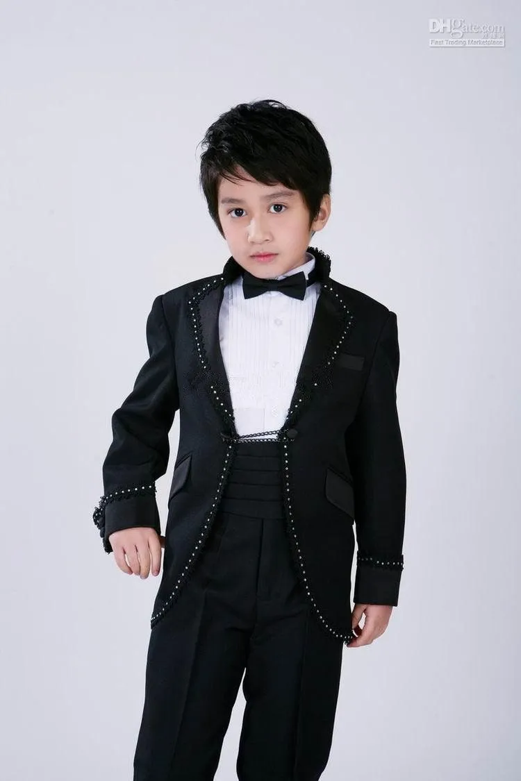 Precioso traje de boda muchacho negro desgaste novio Traje de Niño ...