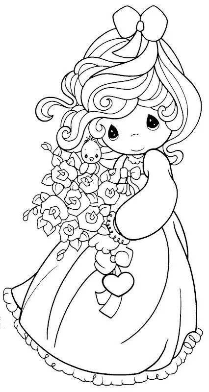 Pinto Dibujos: Hermosa novia precious moments para colorear