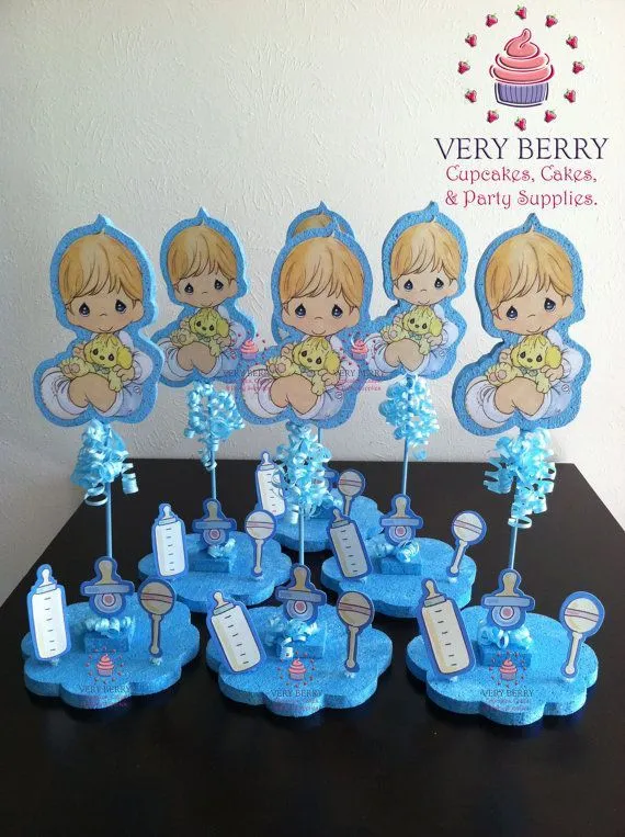 6 Precious Moments Baby Boy Glitter Centerpieces by VeryberryParty ...