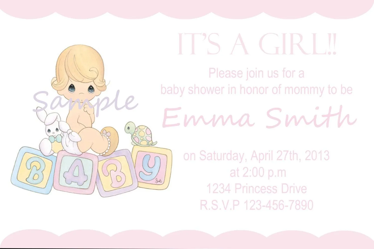 Precious Moments Baby Shower Girl Invitation by SIVcreations