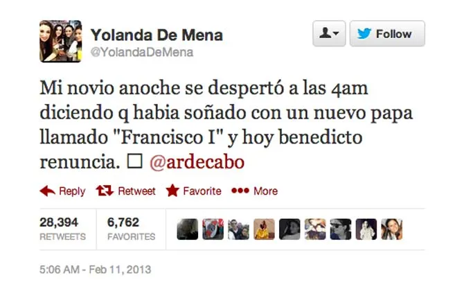 Predijo el nombre del papa Francisco en Twitter… hace un mes