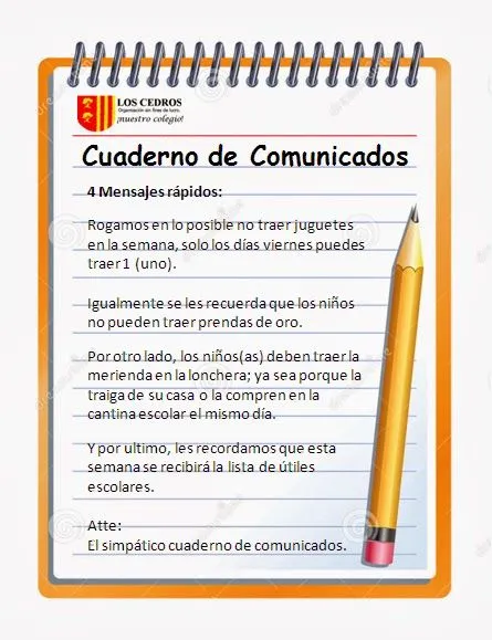 Preescolar "Los Cedros" Valera: Cuaderno de Comunicados, 4 ...