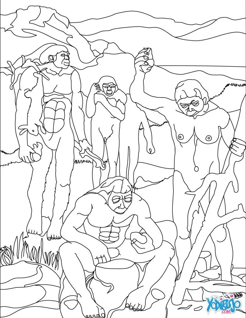PREHISTORIA dibujos para colorear, HOMBRE PREHISTORICO haciendo ...