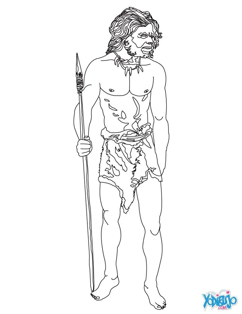 PREHISTORIA dibujos para colorear, HOMBRE DE NEANDERTAL para imprimir