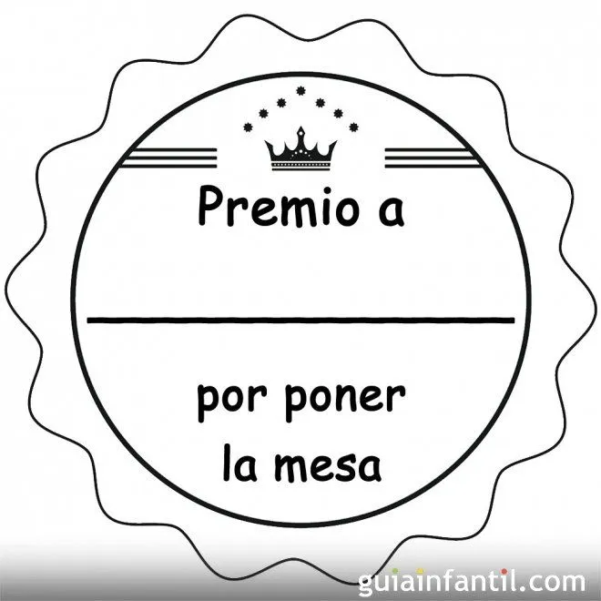 Premio por poner la mesa. Medalla para niños - Medallas por los ...