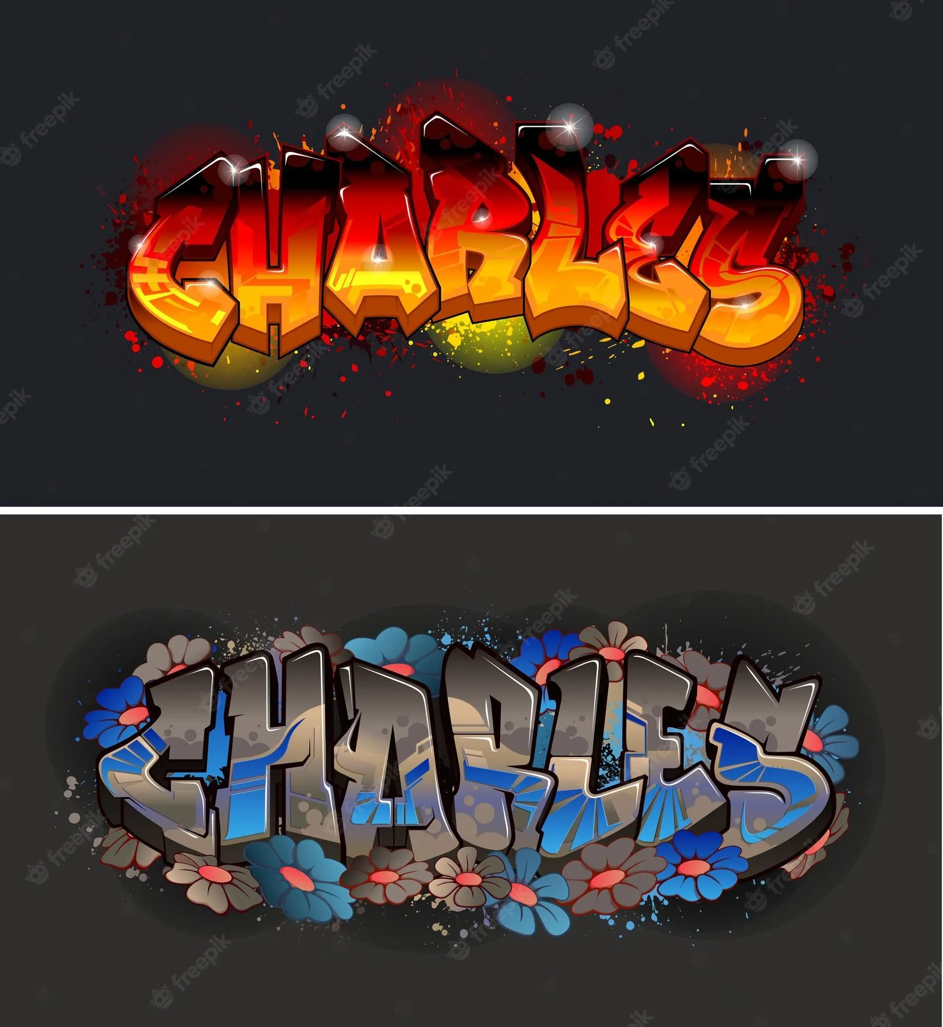 Premium Vector | A cool genuine wildstyle graffiti name design charles