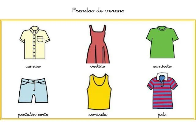 VOCABULARIO EN IMÁGENES.ROPA DE VERANO. | santaclaraorientacion