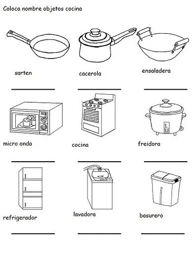 Dibujos de utensilios de cocina para colorear - Imagui