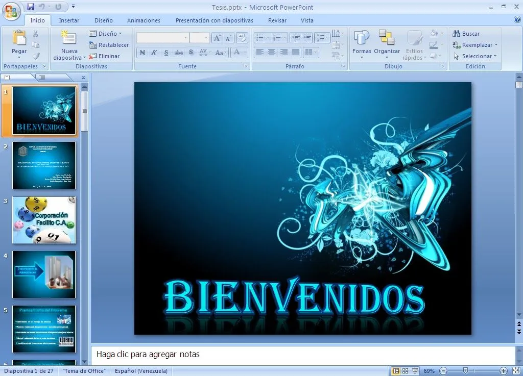 Presentaciones PowerPoint, Tesis, Tarjetas