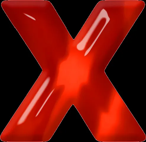 Presentation Alphabets: Red Glass Letter X