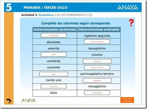 PRIMÀRIA ESTUDI 6é-6º : GRAMÁTICA: CLASES DE PALABRAS (Los ...