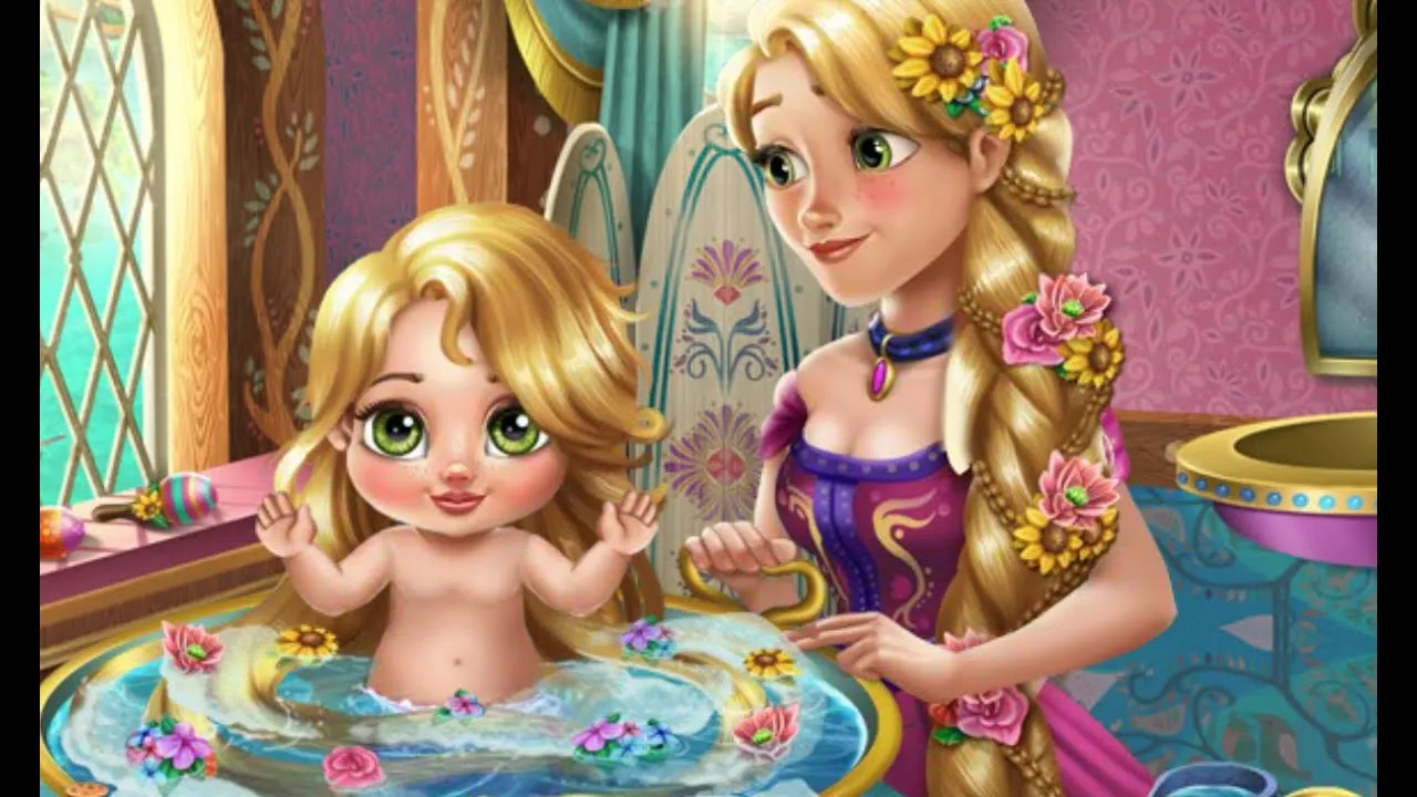 La Princesa Rapunzel baña a su Bebé | Juegos para niños y niñas ...