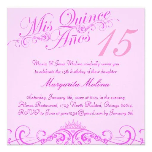 Princesa Tiara Pink Quinceanera Invitation Anuncios de Zazzle.