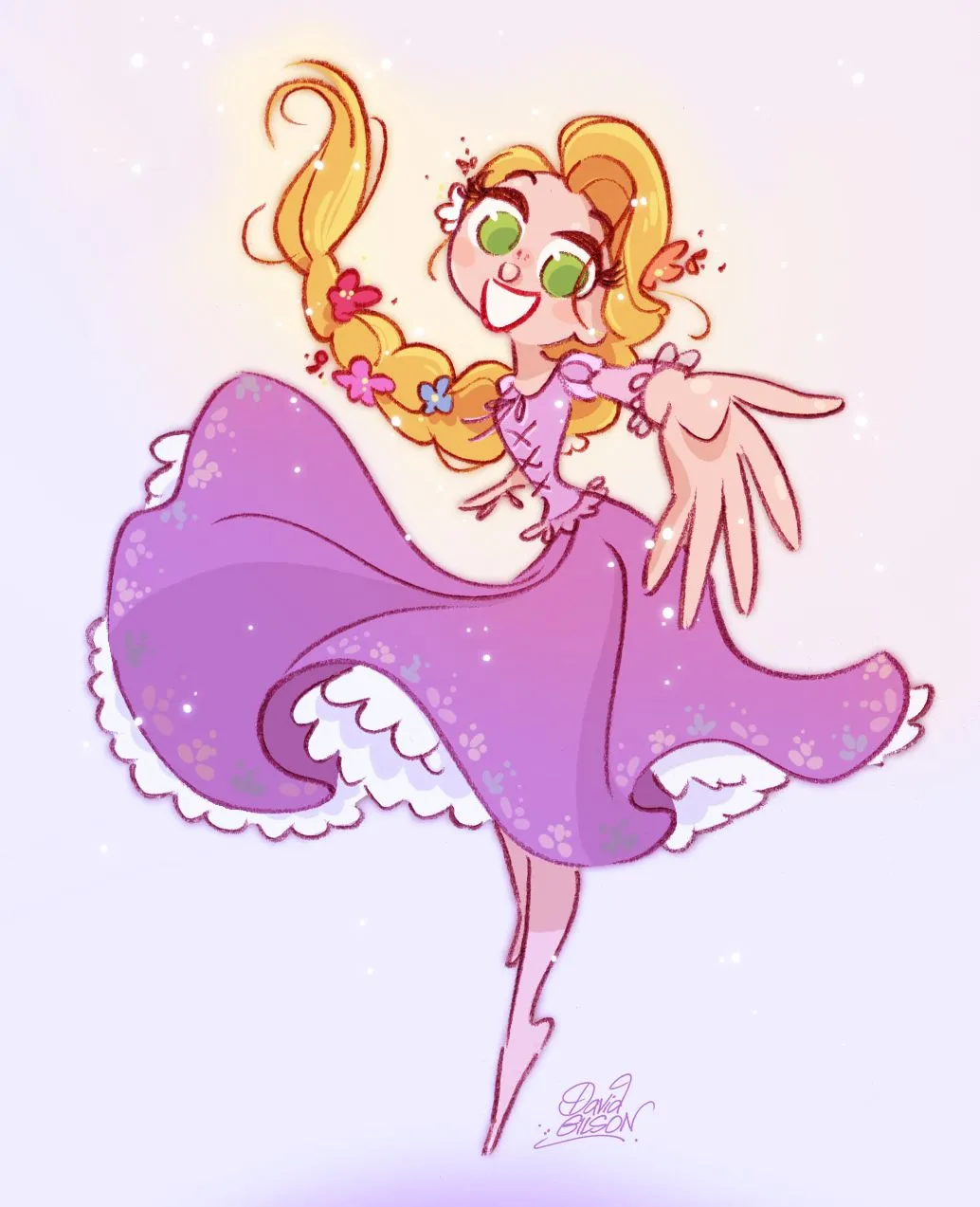 Princesas Disney: Nuevo dibujo de Rapunzel por David Gilson