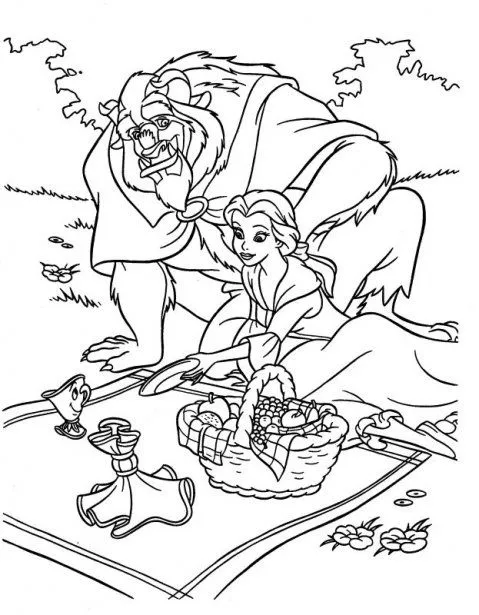 Princesas Disney: Dibujos para colorear de "La Bella y La Bestia"