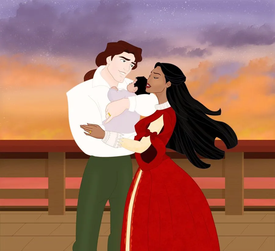 Princesas Disney: Fanart - Pocahontas & John Rolfe y su hijo Thomas