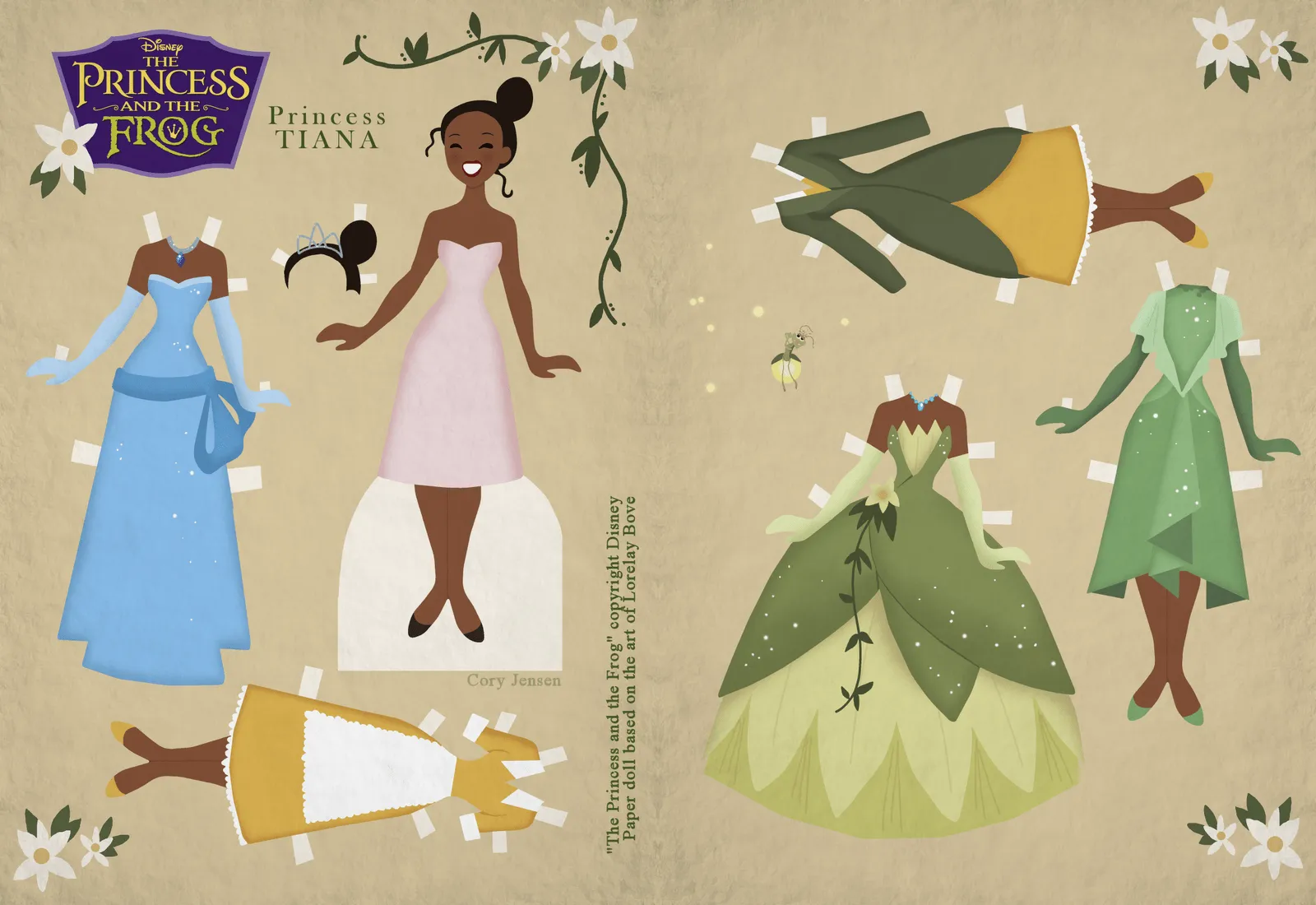 Princesas Disney: Tiana Muñeca Recortable con vestidos de Papel