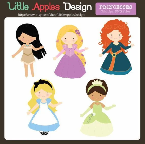 Princess Clip Art / Princess Clipart / Cute Princesses Clipart / Litt…