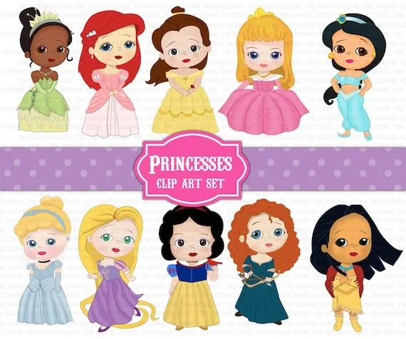 Princess Clip Art Set Disney Princesses Clipart por GraphicGears