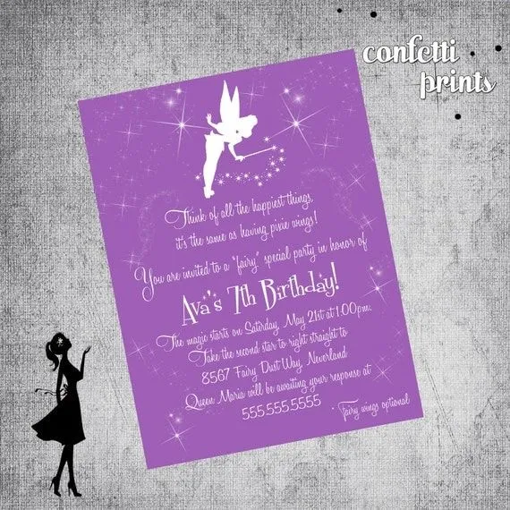 Printable Birthday Invitation - TINKERBELL by Confetti Prints ...