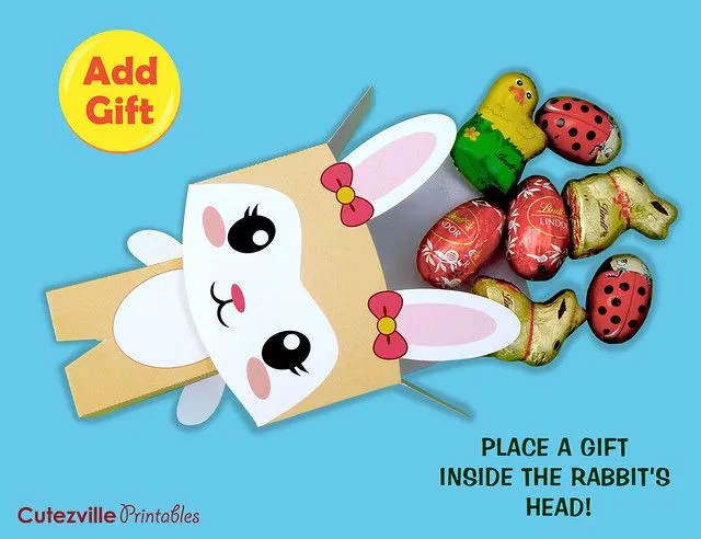 Printable Kawaii Girl Bunny Rabbit Gift Box With Editable Text ...