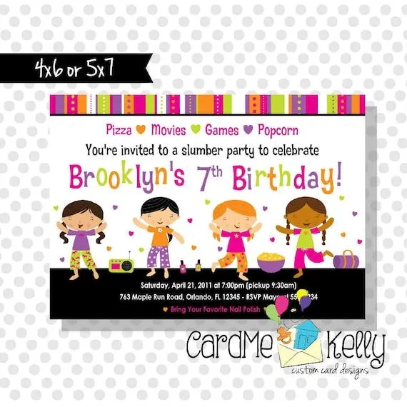 Printable pijamada chicas pijamada invitación por CardMeKelly