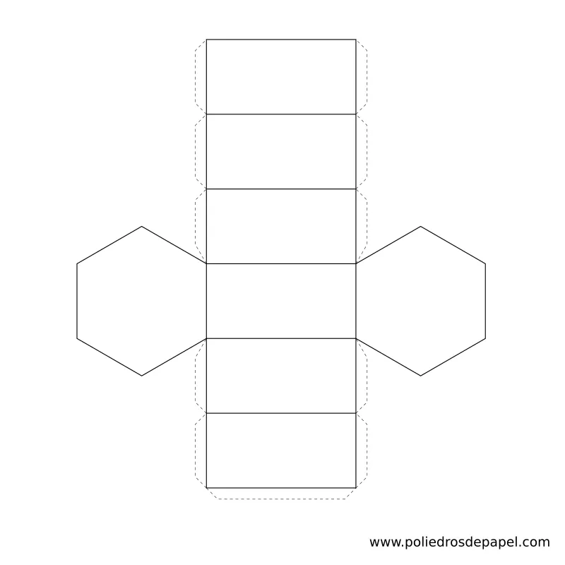 Prisma hexagonal para armar - Poliedros de papel