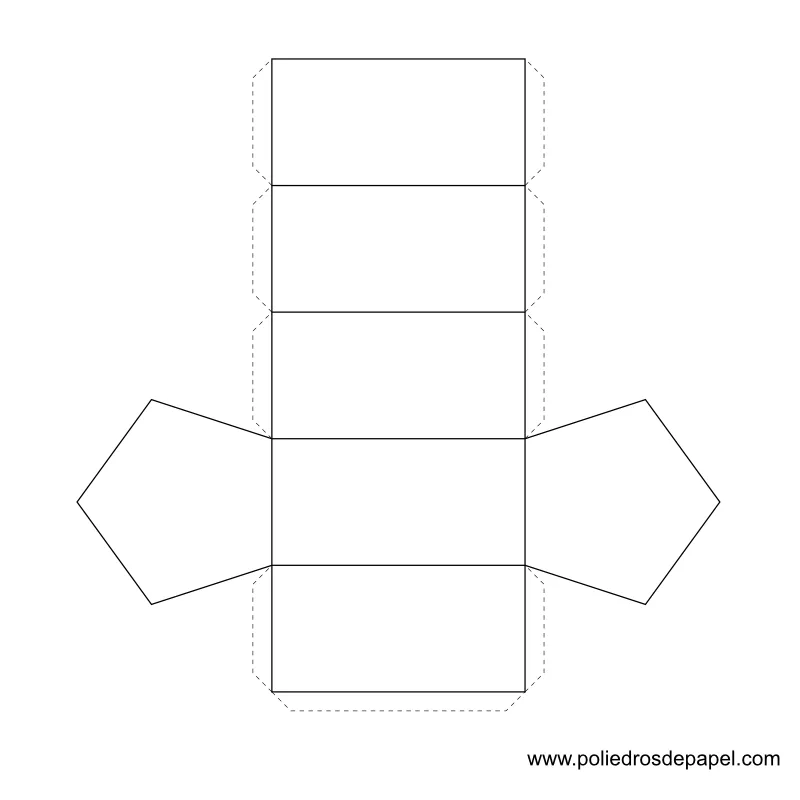 Prisma pentagonal para armar - Poliedros de papel