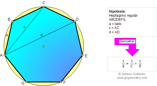 Problema de Geometria 63: Heptágono regular, Lado, Diagonales ...