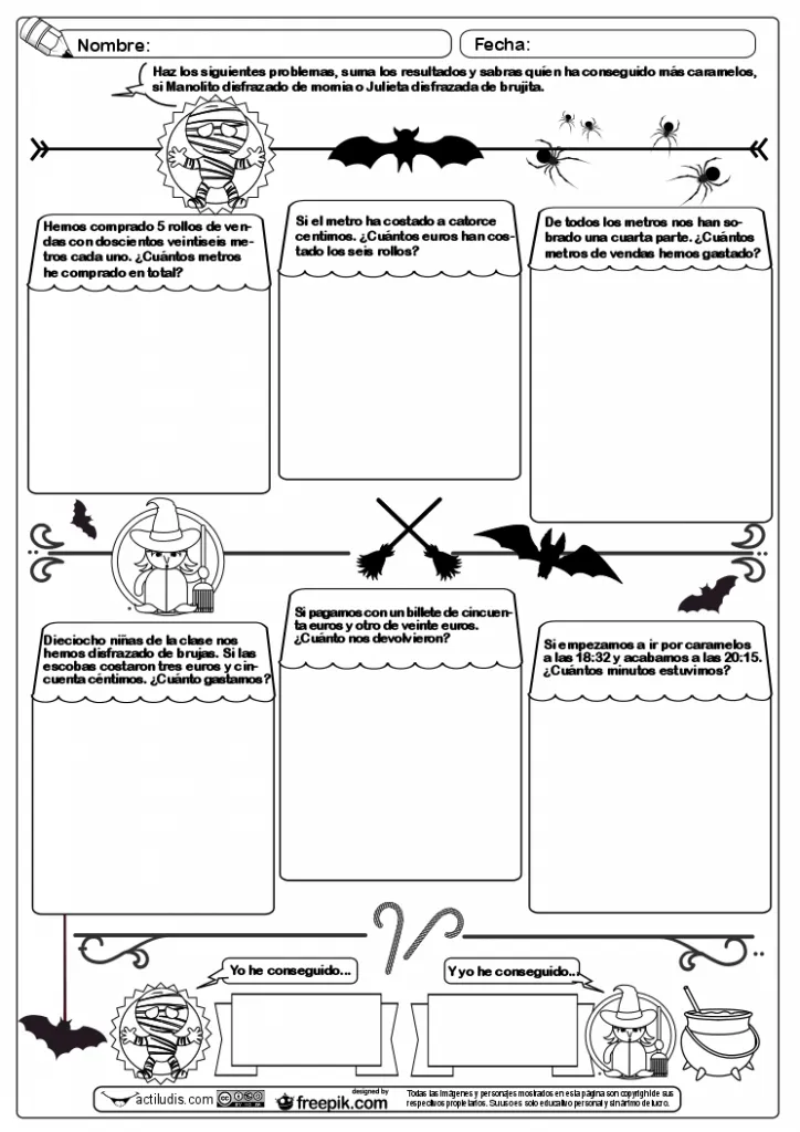 Problemas con Halloween | Matemáticas halloween, Problemas matemáticos,  Hojas de cálculo
