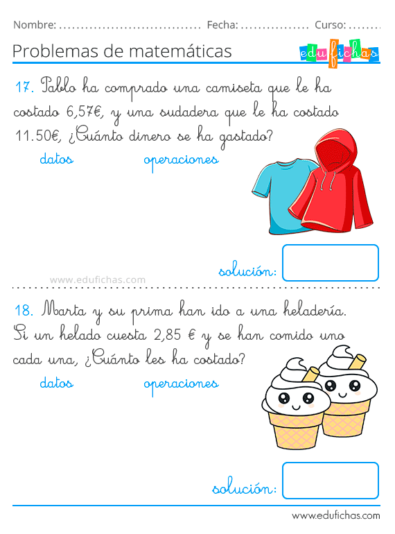 Problemas de Matemáticas para Niños con Sumas y Restas (2019)