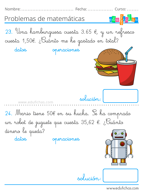 Problemas de Matemáticas para Niños con Sumas y Restas (2019)