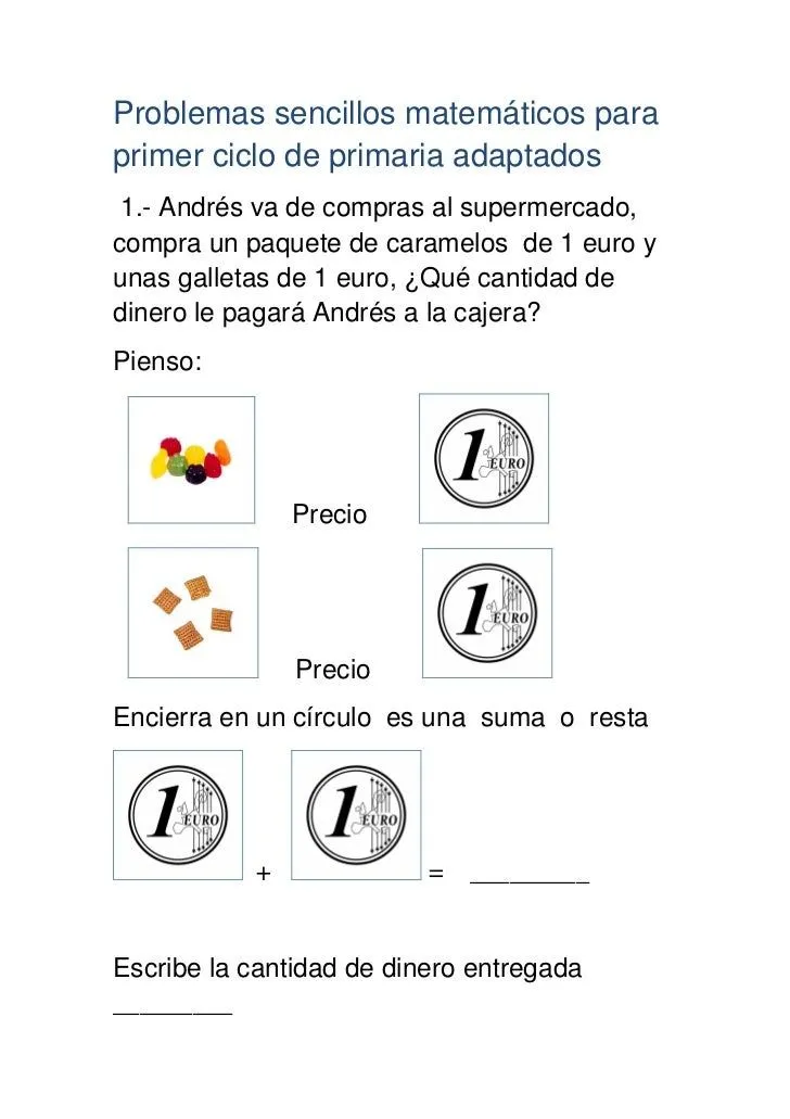 Problemas sencillos de razonamiento matemático para primer ciclo de p…