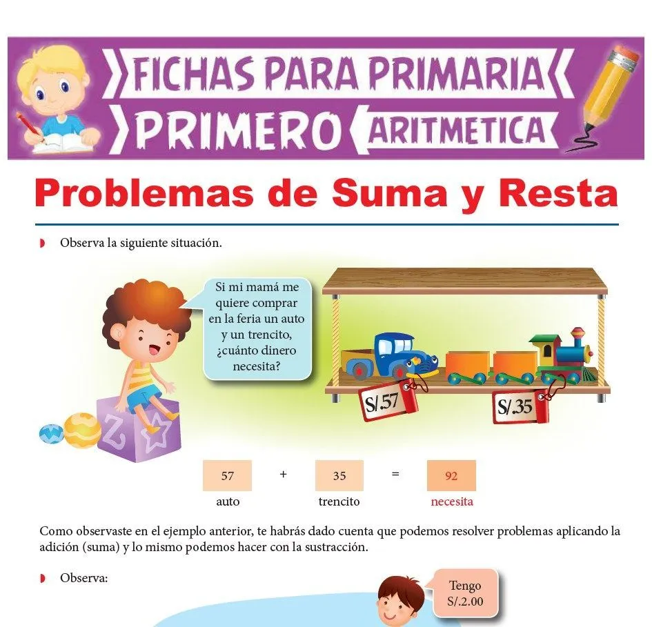 Problemas de Suma y Resta para Primer Grado de Primaria