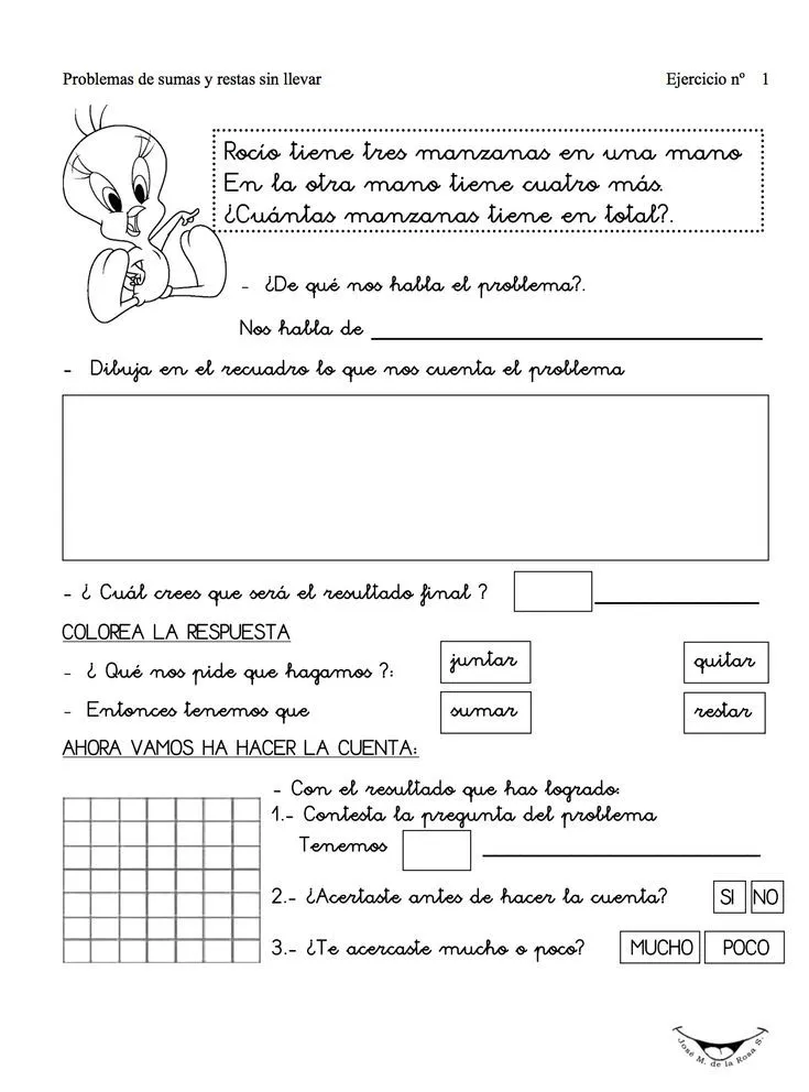 Problemas: Sumas y restas sin llevar - Actiludis | Suma y resta, Problemas  de sumas, Matematicas primero de primaria