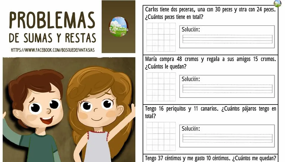 Problemas de SUMAS Y RESTAS para infantil y primaria: PDF Gratuito