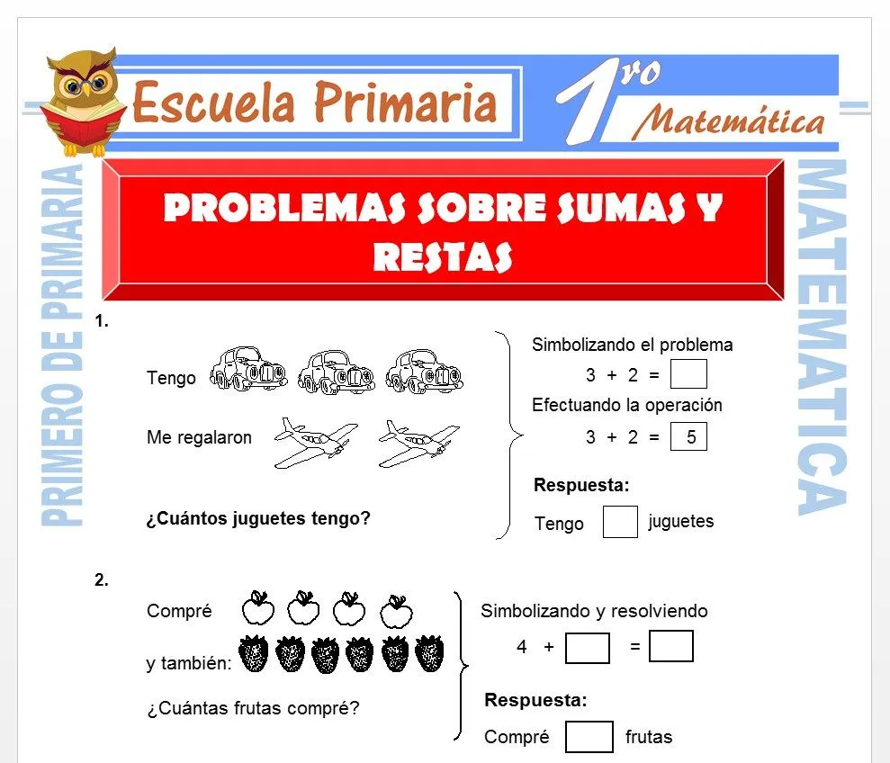 Problemas Sobre Sumas y Restas para Primero de Primaria – Escuela