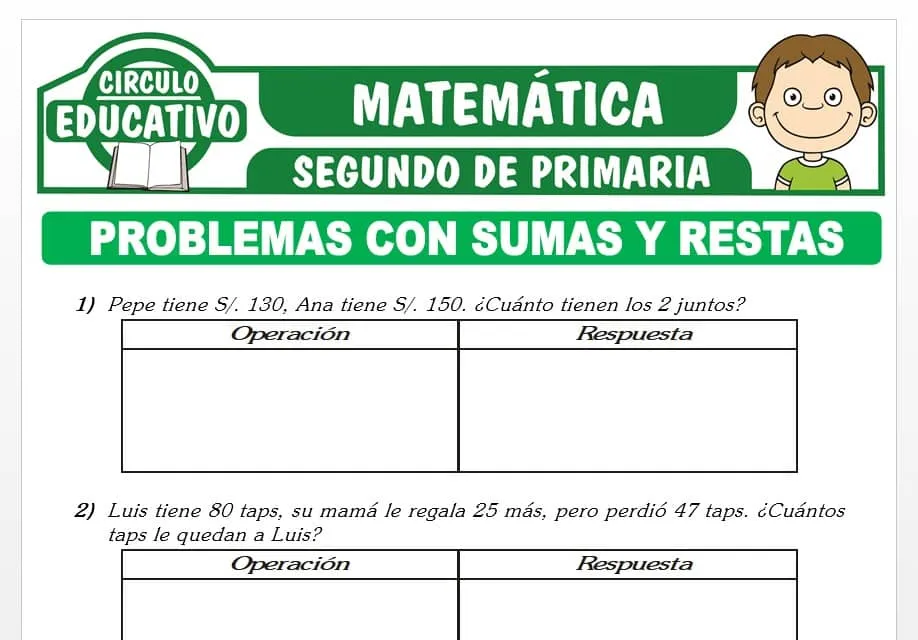 Problemas con Sumas y Restas para Segundo de Primaria – Fichas GRATIS