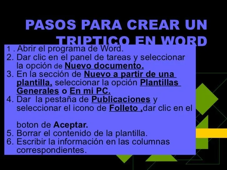 Procedimiento Para Crear Un Triptico