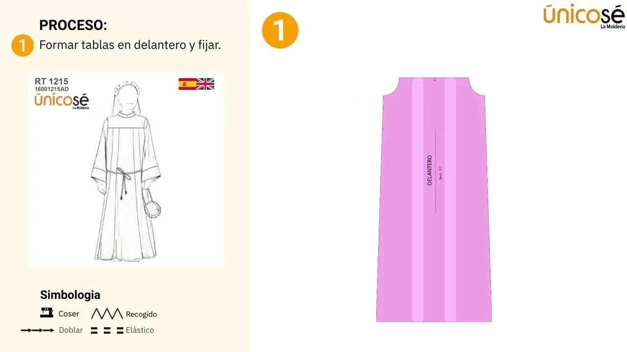 Proceso de costura: Moldes / Patrón TUNICA PRIMERA COMUNION RT 1215AD -  YouTube