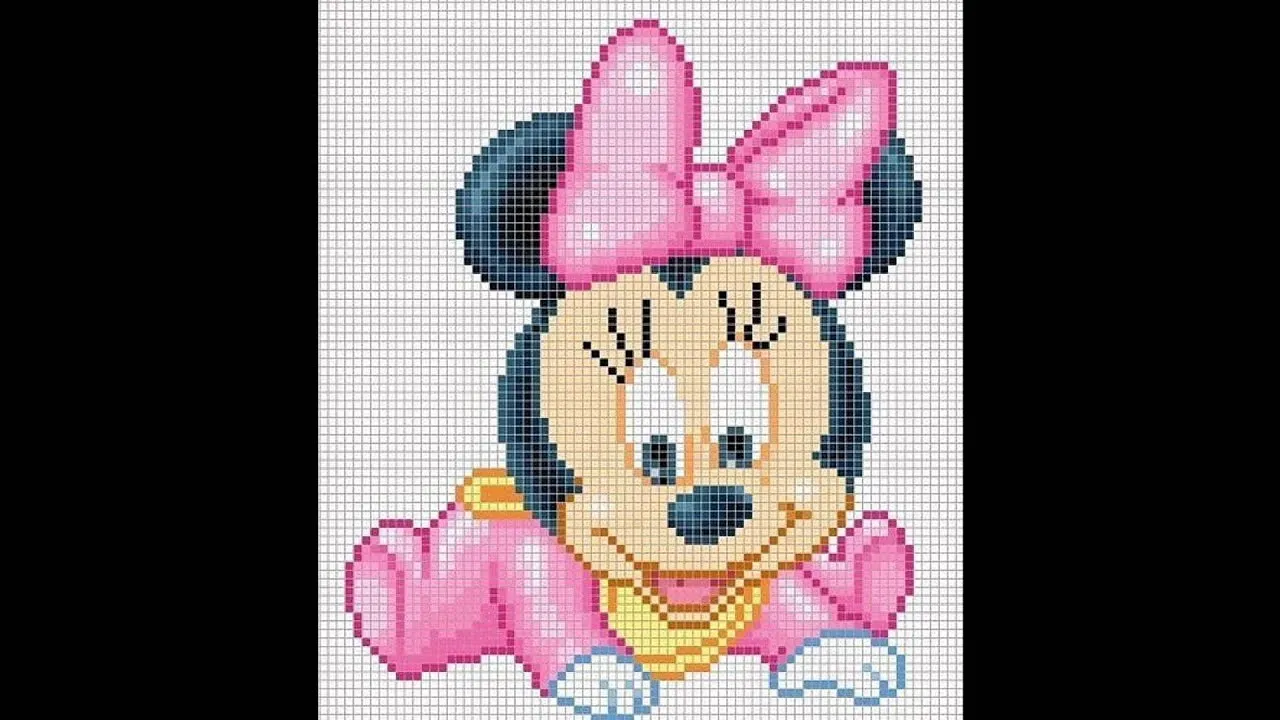 Proceso para hacer "Minnie Bebé" en punto de cruz - YouTube