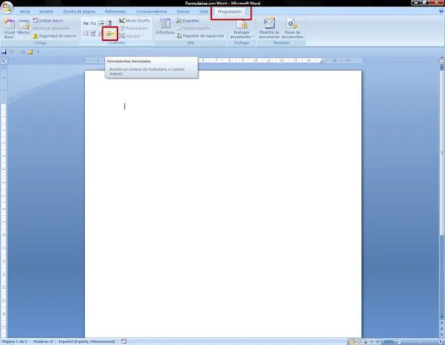 PROFELAND: HACER UN FORMULARIO/CUESTIONARIO CON WORD 2007