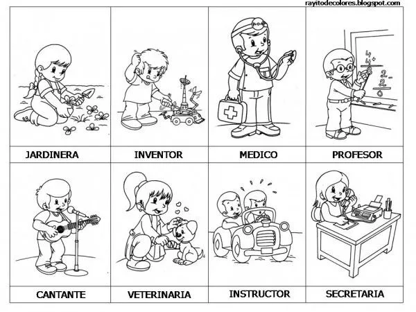 Profesiones y oficios para colorear y pintar el Día del Trabajador ...